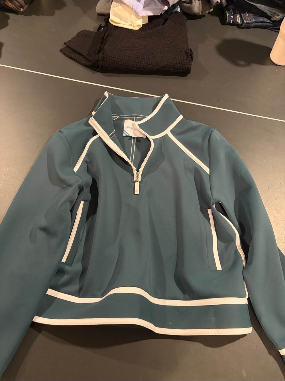 Addison Bay Teal Pullover Jacket with White Trim - Women